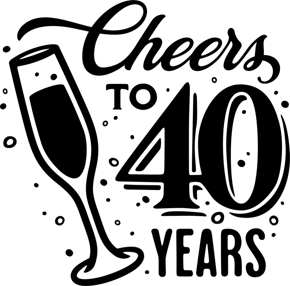 Sticker - Cheers to 40 years - 30x30cm - wit - 1 stuks - stickers - verjaardag - verjaardag decoratie - verjaardag versiering - feest - feest versiering - feestartikelen - raamstickers - raamsticker - Stickers volwassenen