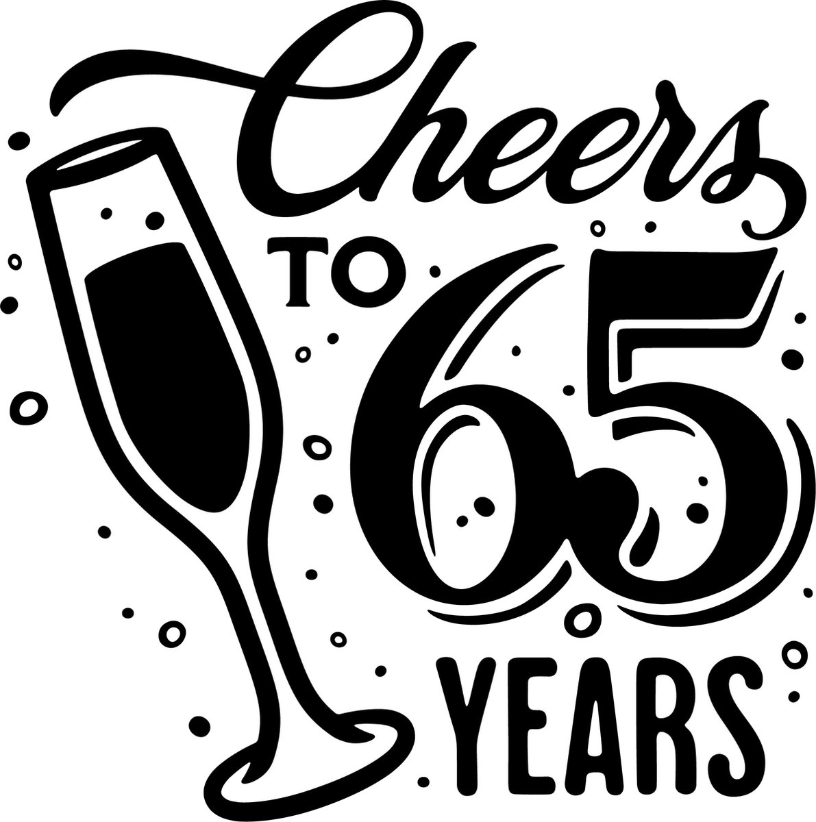 Sticker - Cheers to 65 years - 30x30cm - wit - 1 stuks - stickers - verjaardag - verjaardag decoratie - verjaardag versiering - feest - feest versiering - feestartikelen - raamstickers - raamsticker - Stickers volwassenen