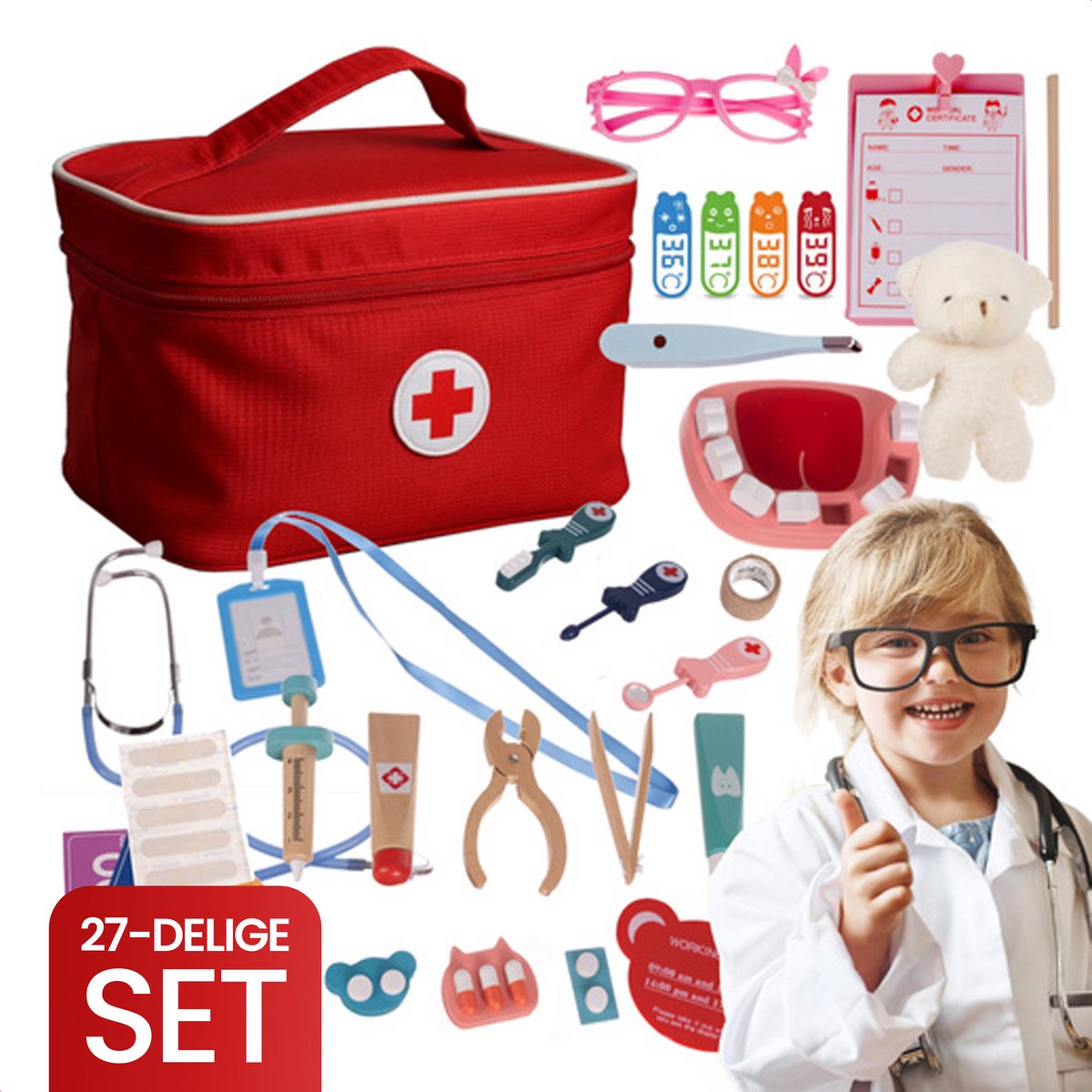   Kinder Dokterset – Grote Speelgoed Dokterskoffer met Accessoires