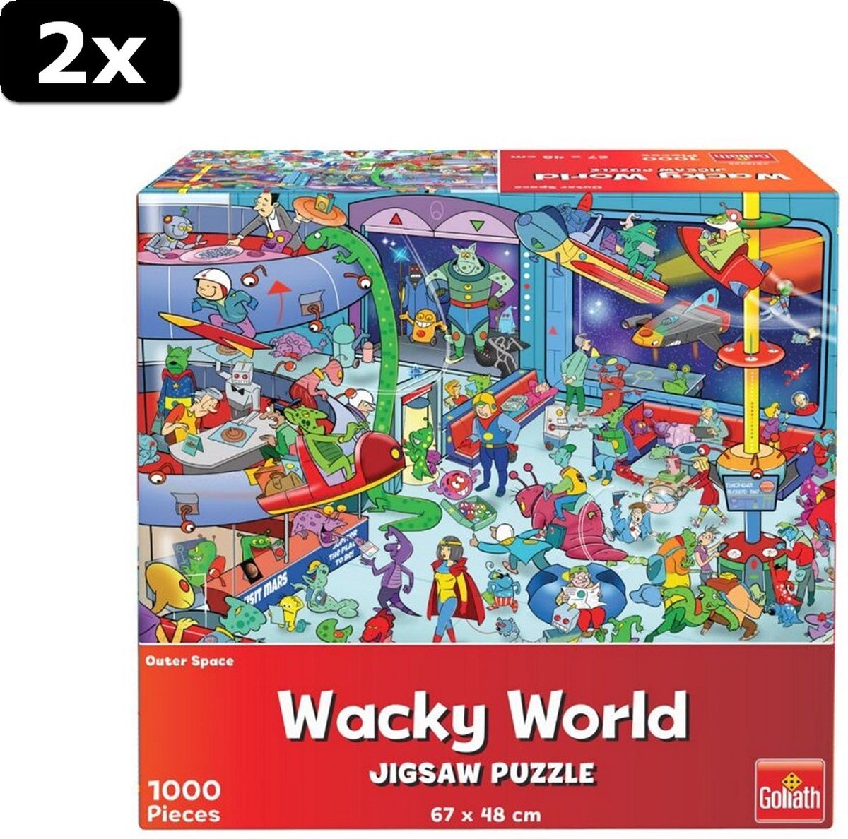 2x Goliath Wacky World Puzzel Outerspace 1000 Stukjes