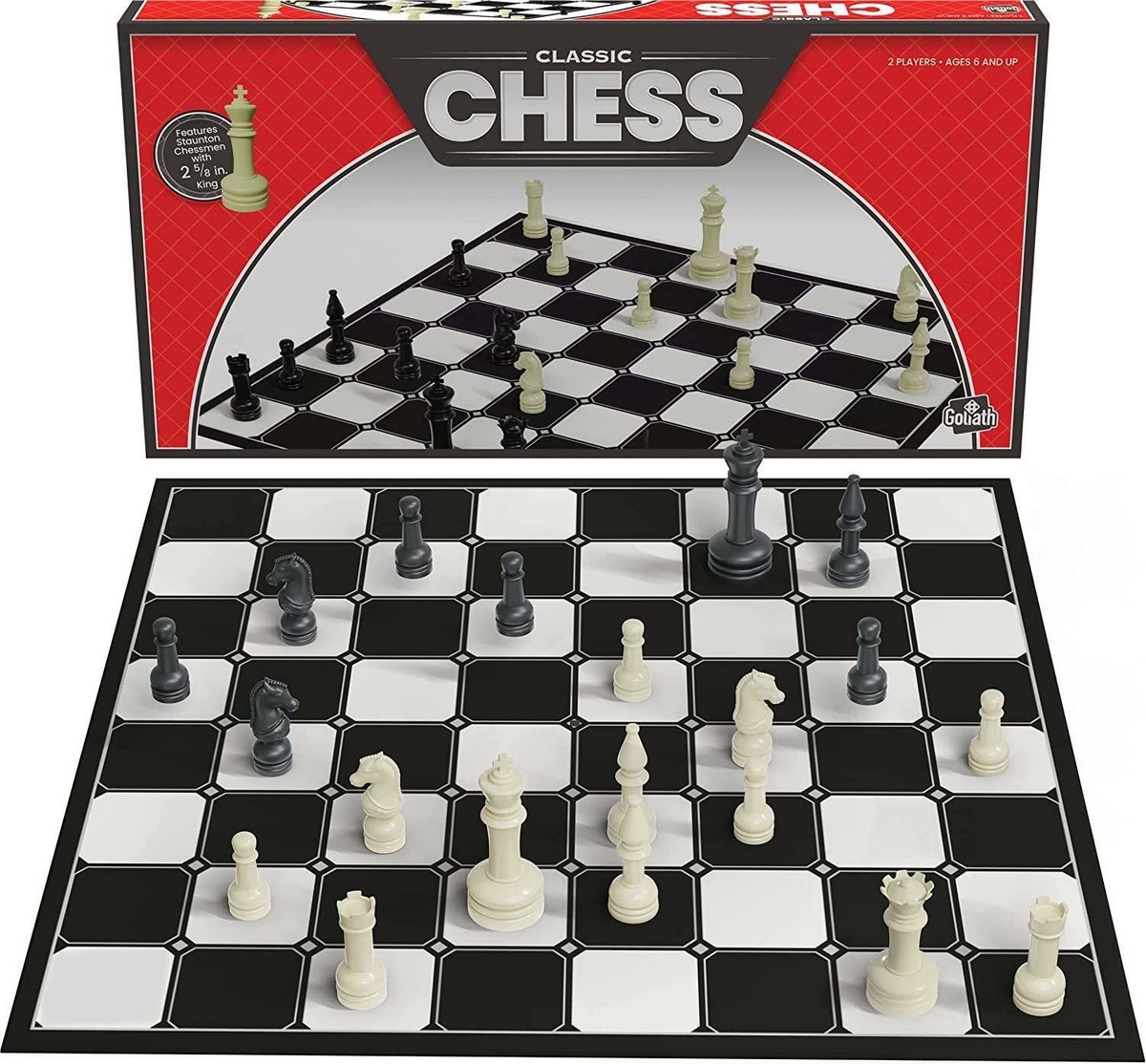 Classic Chess - Schaakspel met opvouwbaar bord en schaakstukken op ware grootte