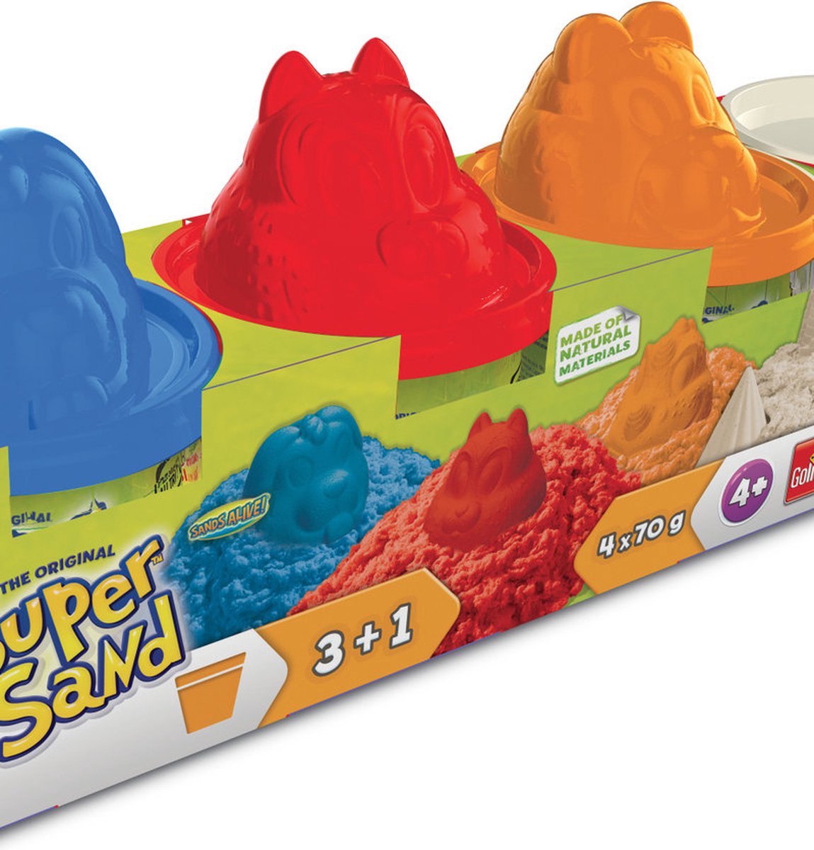 Super Sand Animal Cup 3+1 - 4x70 g Super Sand incl. 3 vormen