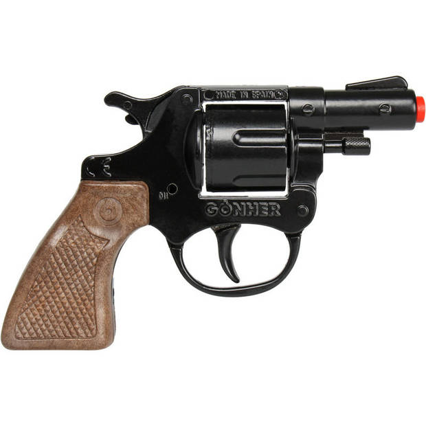 Gohner politie verkleed speelgoed revolver/pistool met kort loop - metaal/plastic - 8 schots - Verkleedattributen