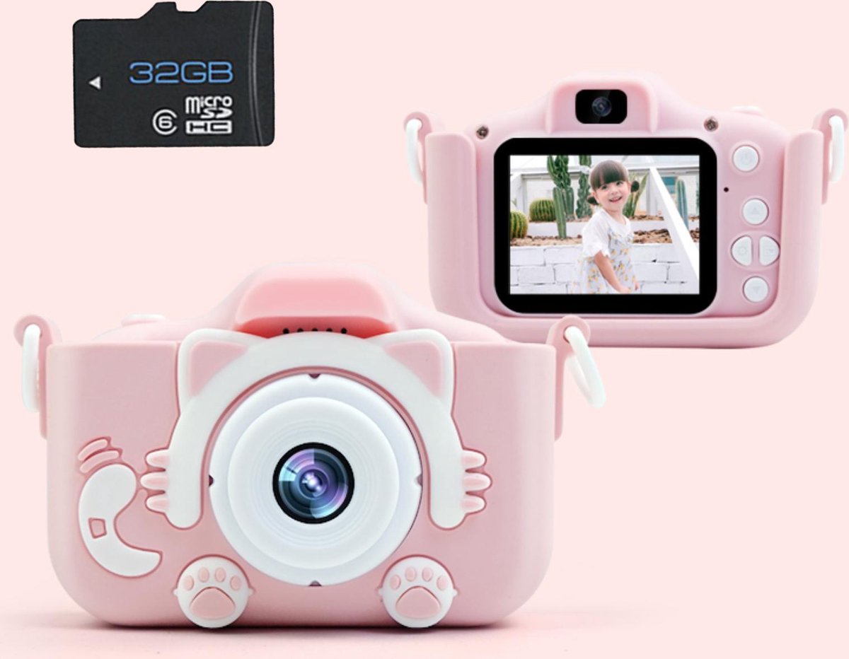 Good Kids Kindercamera - Fototoestel voor Kinderen - Kinder Camera - Vlog - Digitale Kindercamera – 32GB SD-kaart – 1080p