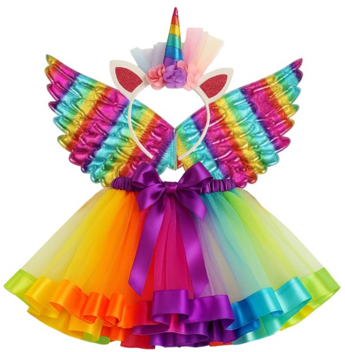 Goodz4All Carnavalskleding Kind Eenhoorn Kostuum Unicorn Speelgoed Regenboog Tule Verkleedkleding 3-8 jaar