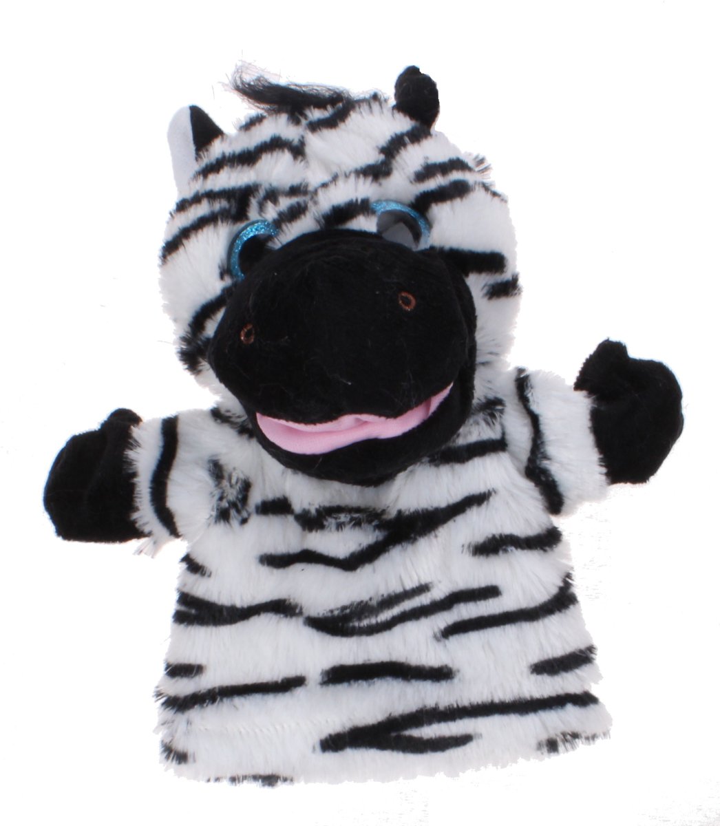 Gosh! Designs Handpopzebra Wit/zwart 24 Cm