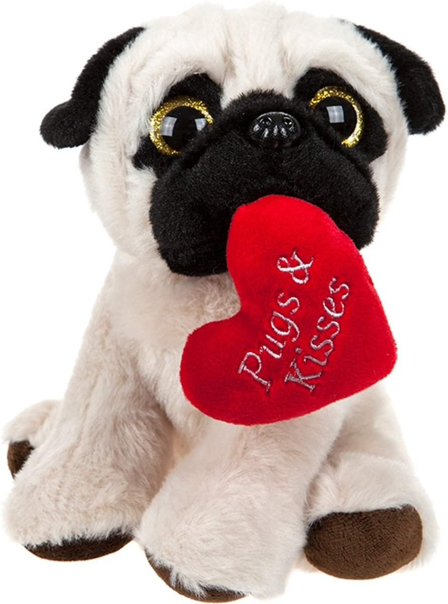 Gosh! Designs Knuffel Pugs & Kisses Beige/rood Meisjes 20 Cm