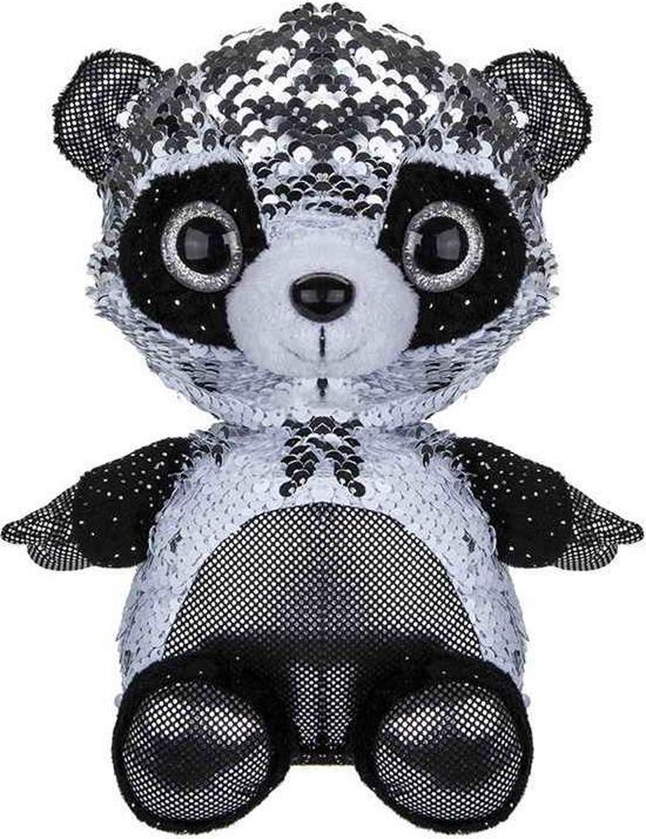 Sequin Panda 20 cm wit/silver