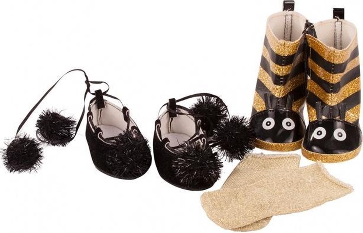 Götz poppenkleding Bumble bee set laarzen, ballerinas en sokjes