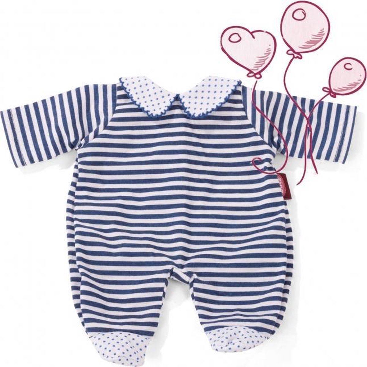 Götz poppenkleding blauw gestreept rompertje voor babypop van 30-33cm