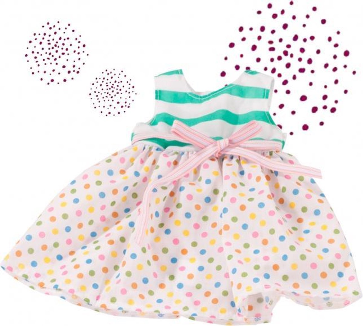 Götz poppenkleding dots and stripes voor pop van 45-50cm