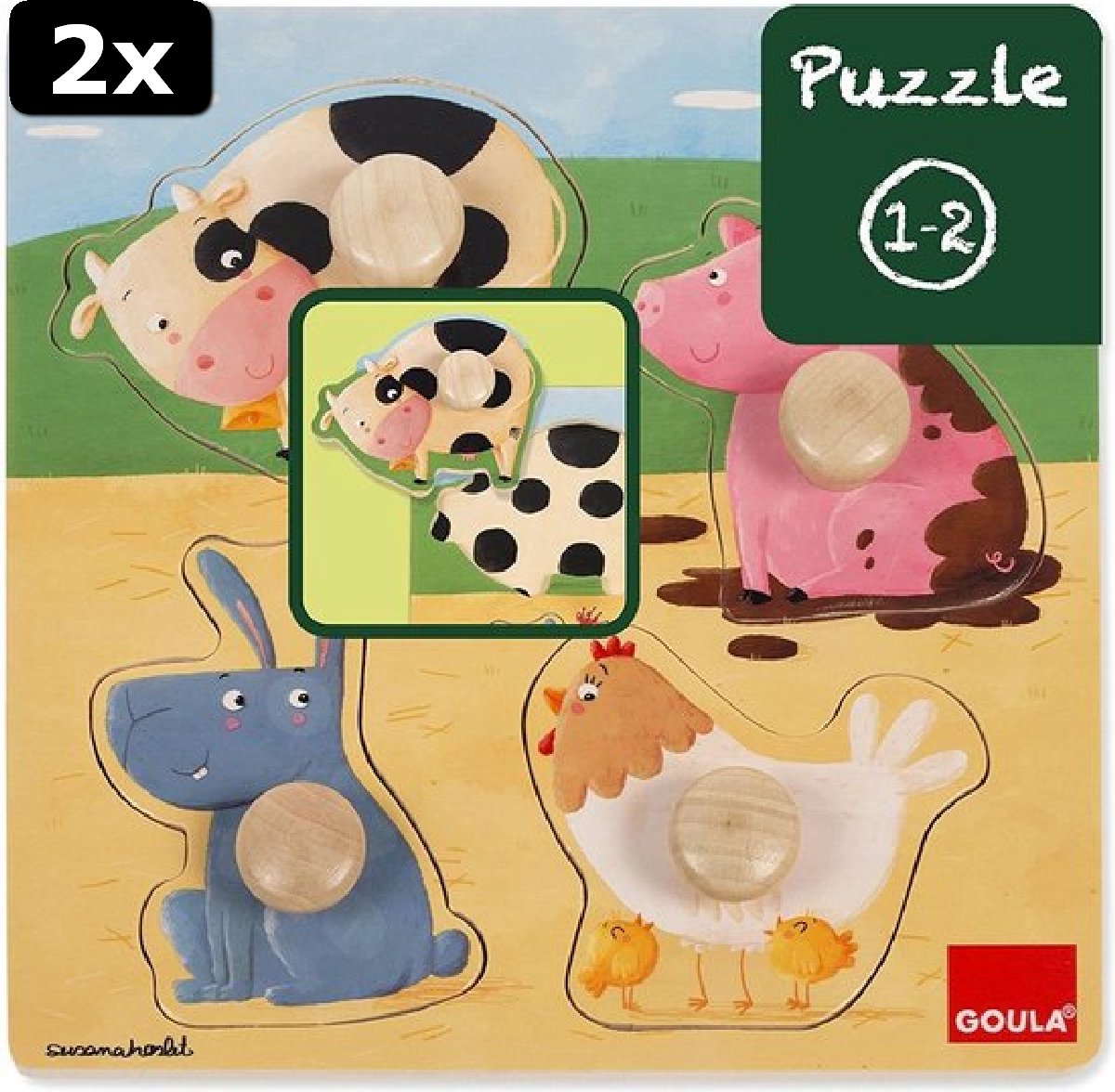 2x Goula Boerderijdieren puzzel