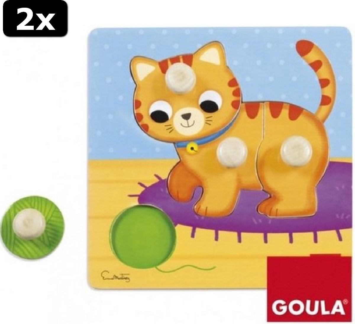 2x Goula Kat Puzzel - Noppenpuzzel - 4 stukjes