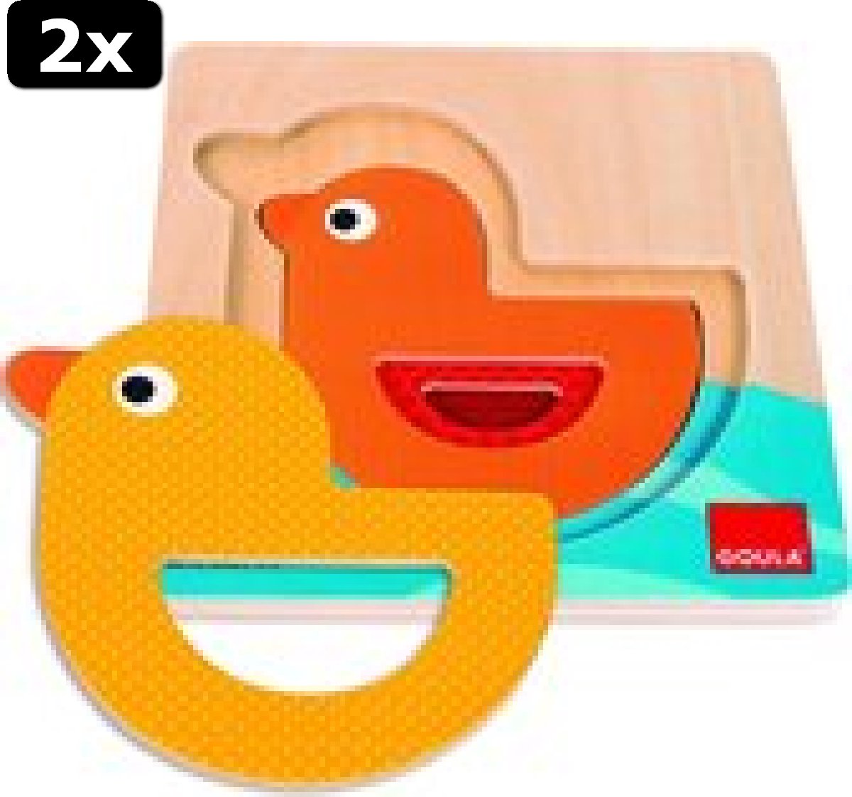 2x Goula Vormenpuzzel Eend Junior Hout 3 Stukjes