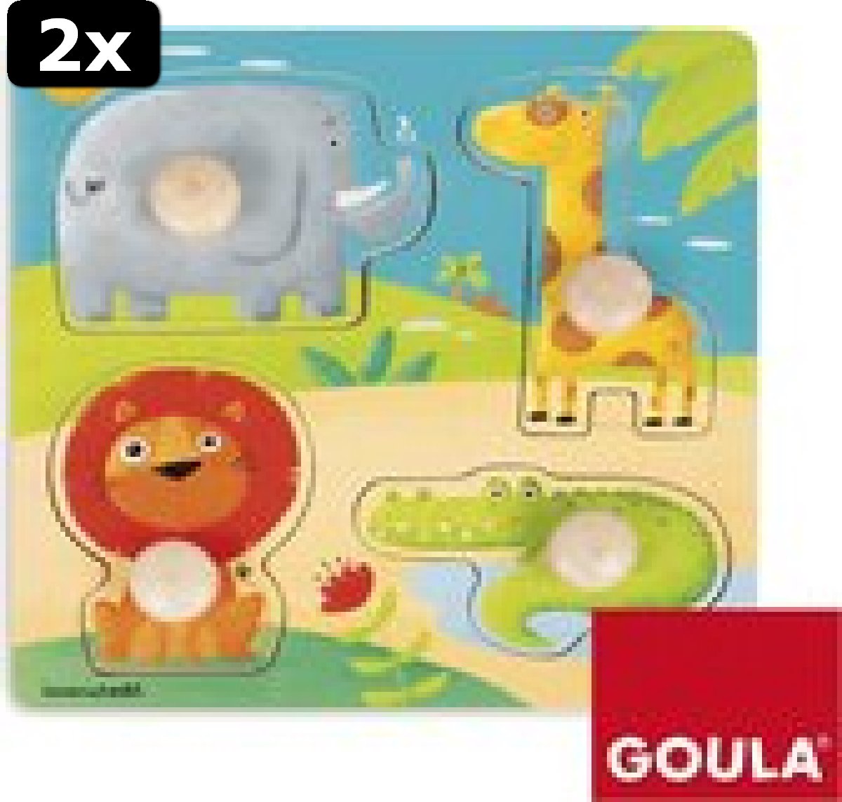 2x Safari dieren houten puzzel