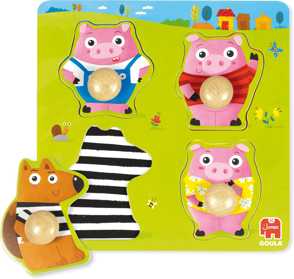 Goula 3 Kleine biggetjes - Kinderpuzzel - 4 stukjes