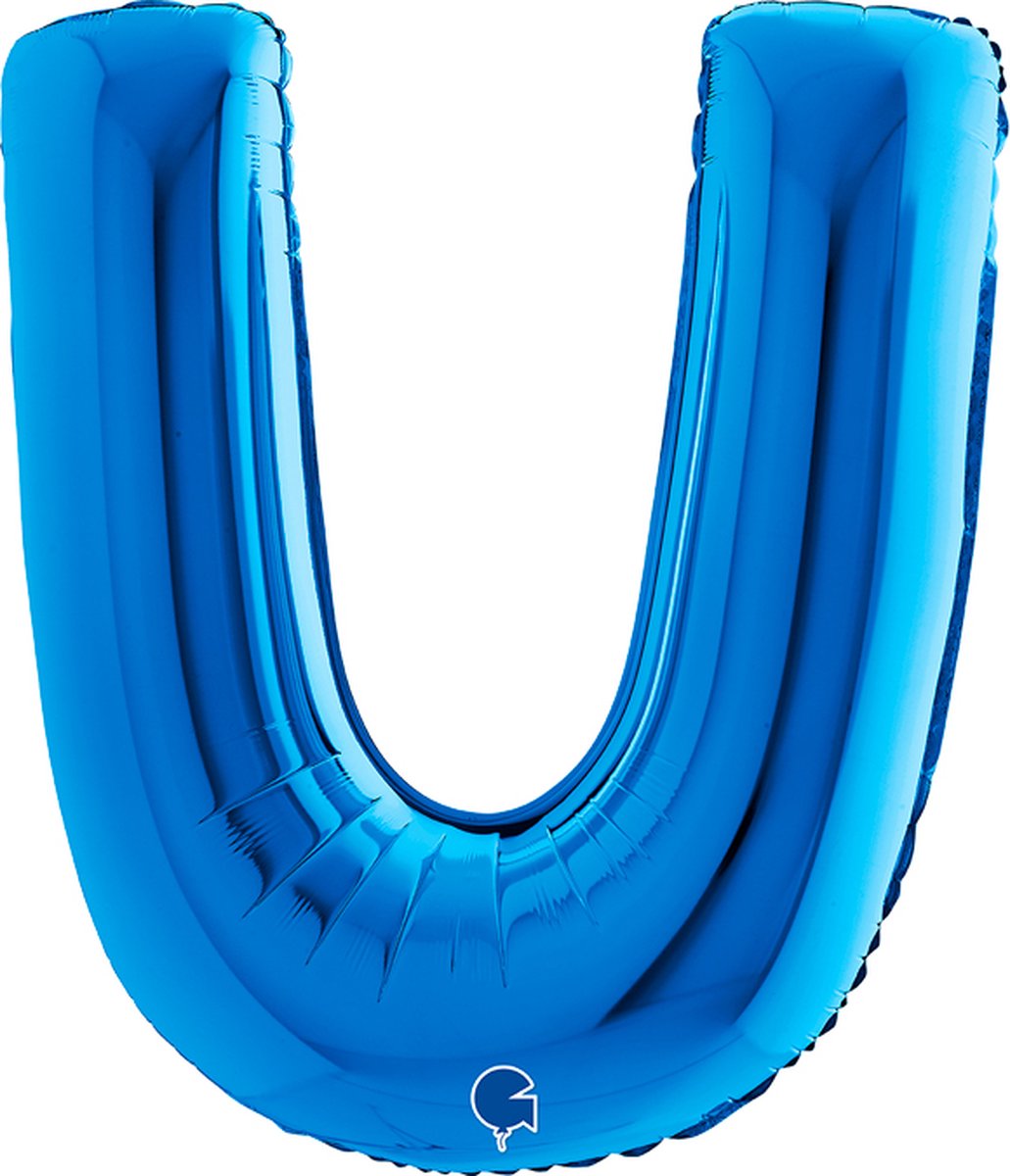 Folieballon 100cm letter U blauw