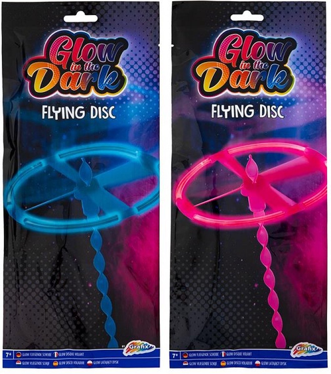 Grafix Glow Flying Disc - Speelgoed - Buiten - Glowinthedark - Glow in the dark - Vliegende Frisbee - Jongens - Meisjes - Kinderen - Cadeau - Roze - Vliegende - Disk - Spelen - Buiten speelgoed - Buitenspelen