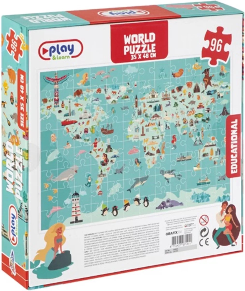 Grafix - Wereld Puzzel - 35x48 cm