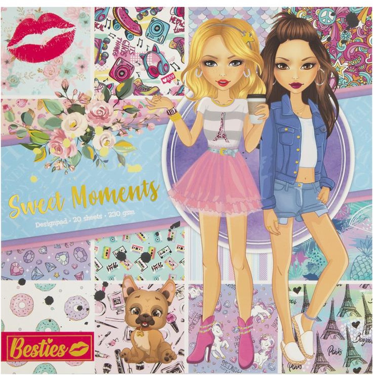 Grafix Besties Ontwerp blok Sweet moments 25x25cm, 230 gsm, 20 vel