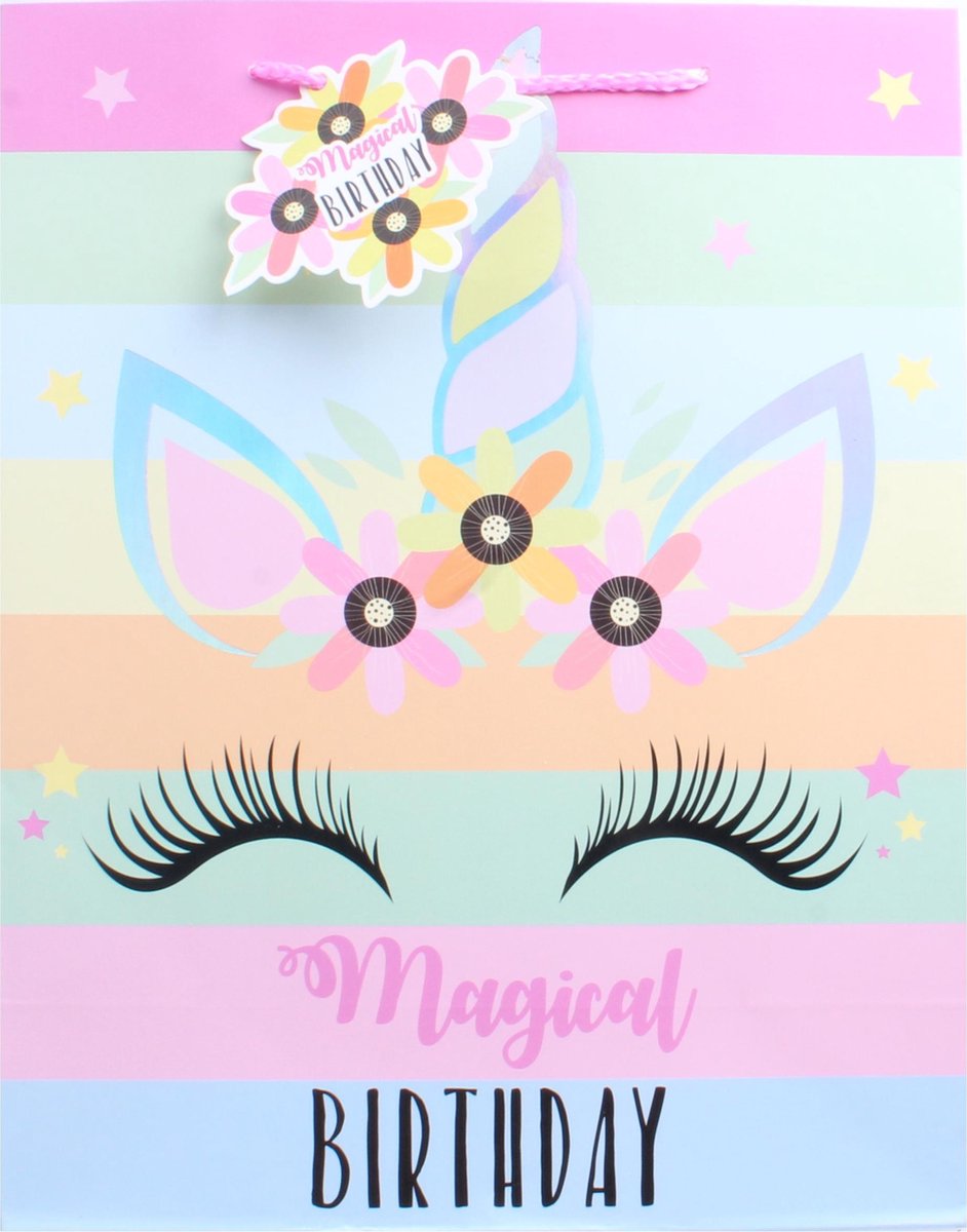 Grafix Cadeautas Magical Birthday Eenhoorn Papier Roze