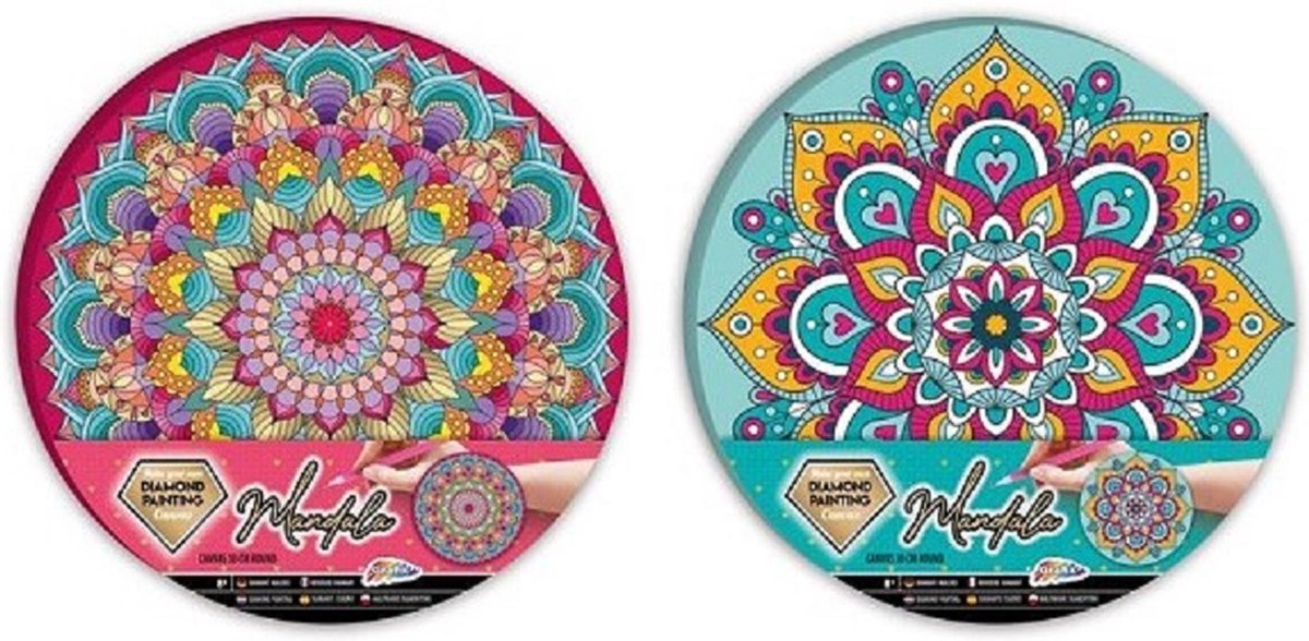 Grafix Diamond Painting Mandala canvas Ø30cm vanaf 8 jaar roze