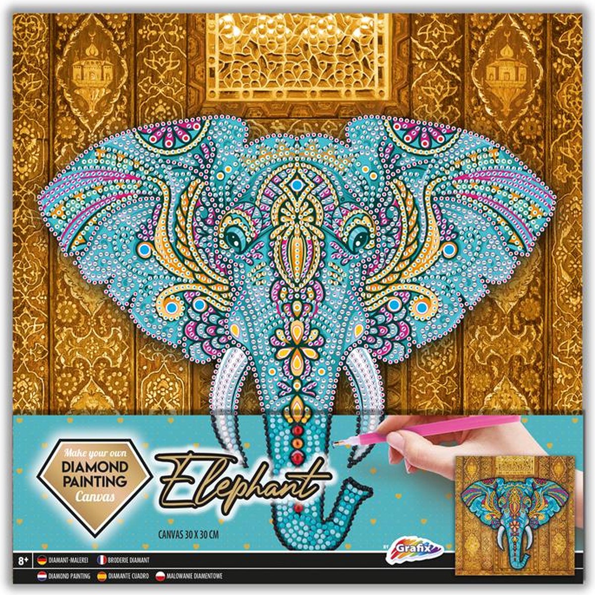 Grafix Diamond Painting canvas olifant 30x30cm