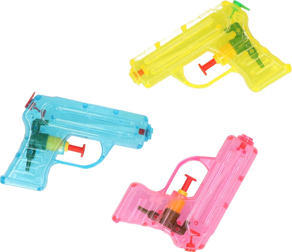    tje/waterpistool - 6x - klein model - 11 cm - geel/blauw/roze