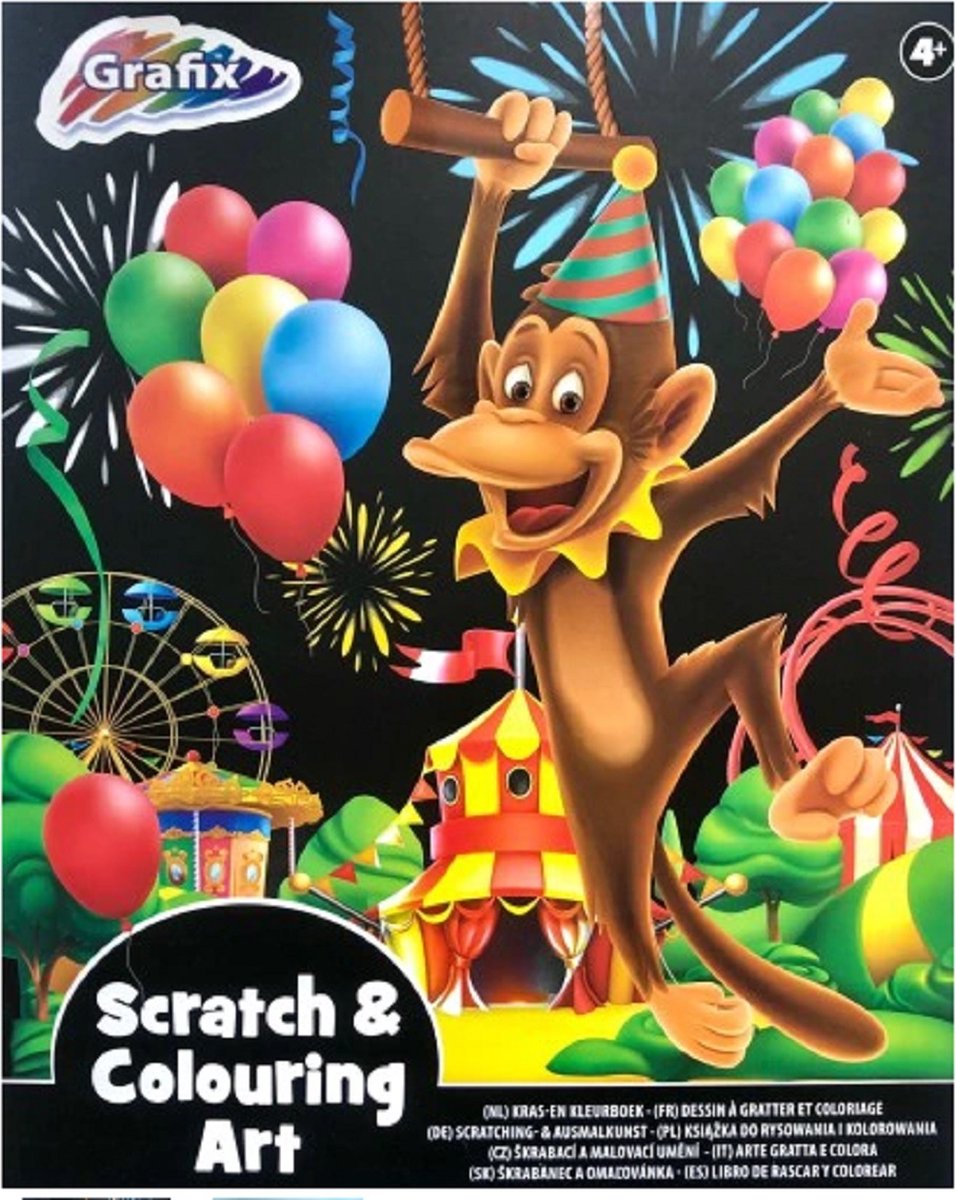 Scratch en colouring art - Kras en kleurboek - Aap