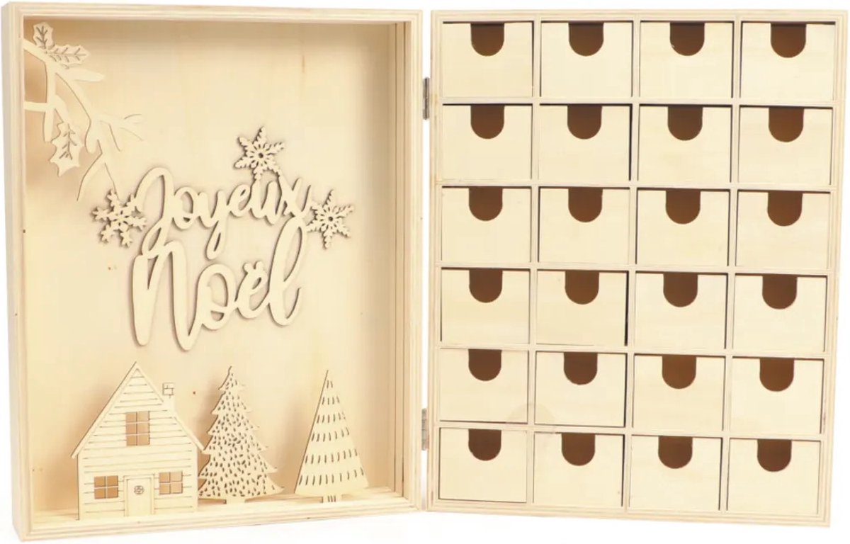 Houten Adventkalender 24x30x8 cm