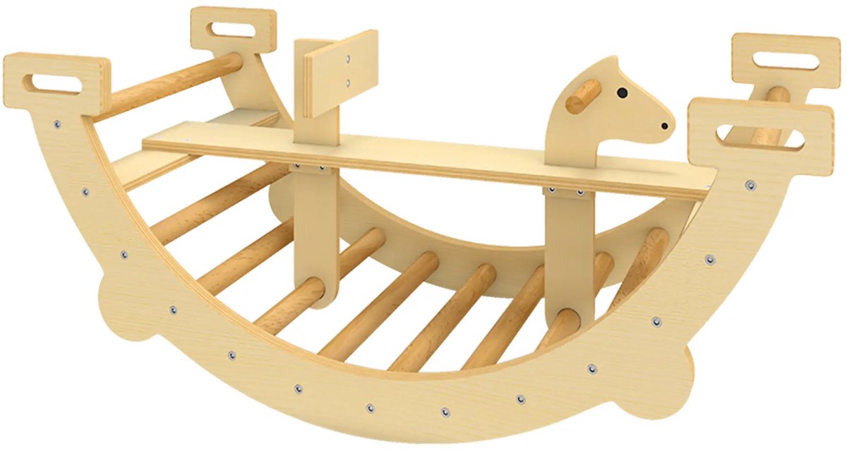 Klimboog - Met kussen -   - Naturel Hout - Montessori speelgoed - Kinderspeelgoed - Natuurlijk