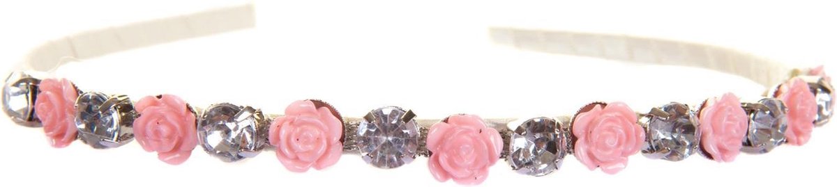 Bloemen en diamant haarband voor meisjes - Verkleedattribuut