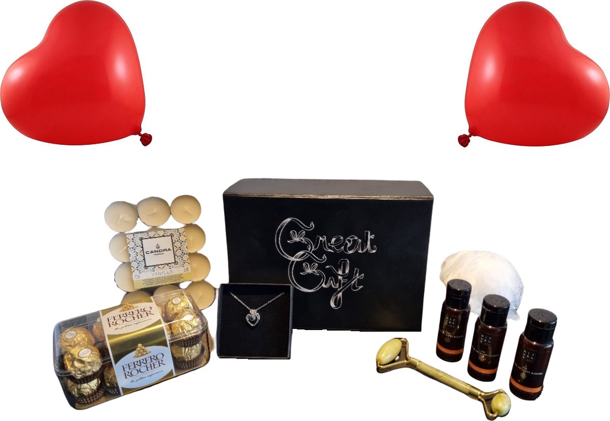 GreatGift® - Luxe Geschenkset voor haar - Cadeau pakket voor vrouwen - Valentijn - Rituals - Kaarsen - Ferrero Rocher - In Luxe Magneetbox