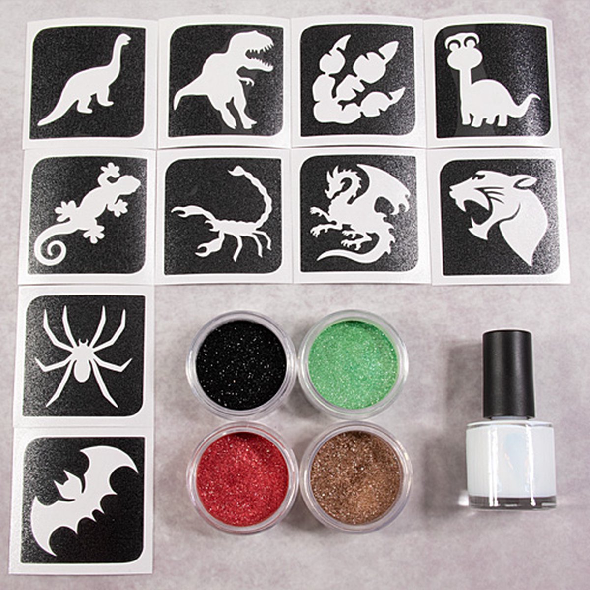   Sparkling Dino Set - glitter tattoo set