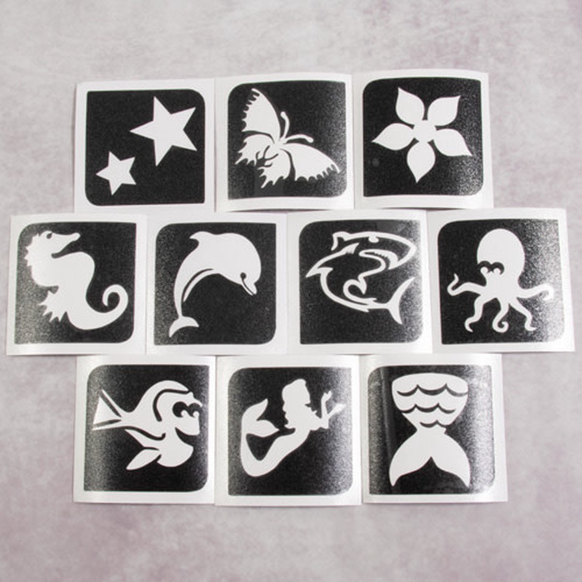 Temporary Tattoo Stencil Set - Sjablonen Glitter Tattoos - Aqua