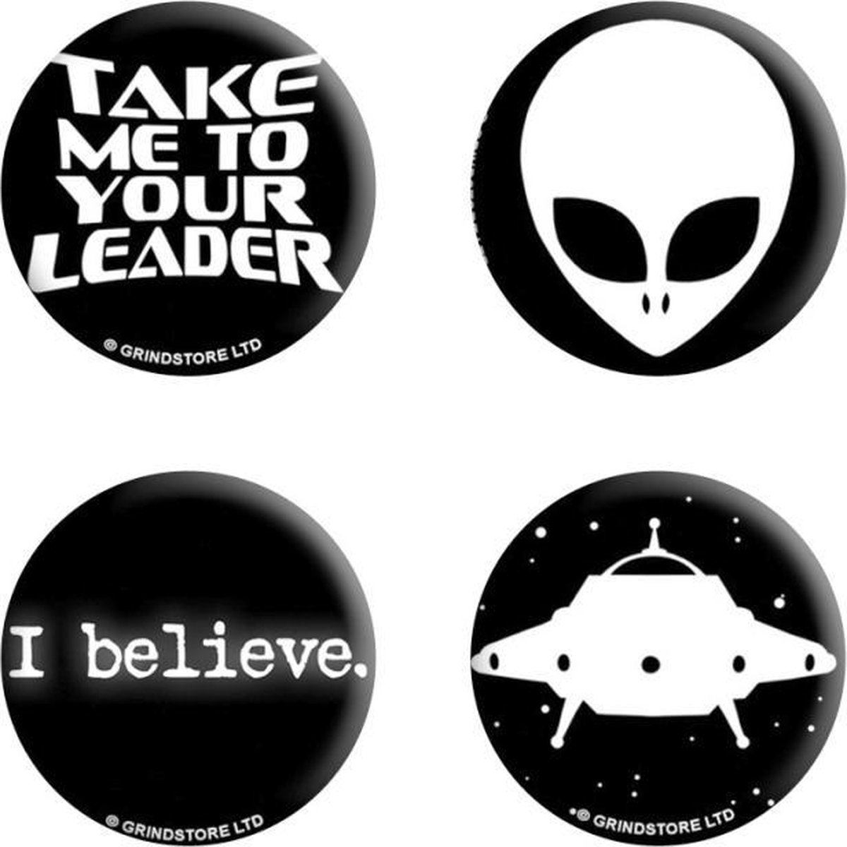 Grindstore Badge/button I Believe In Aliens Badge Pack Multicolours