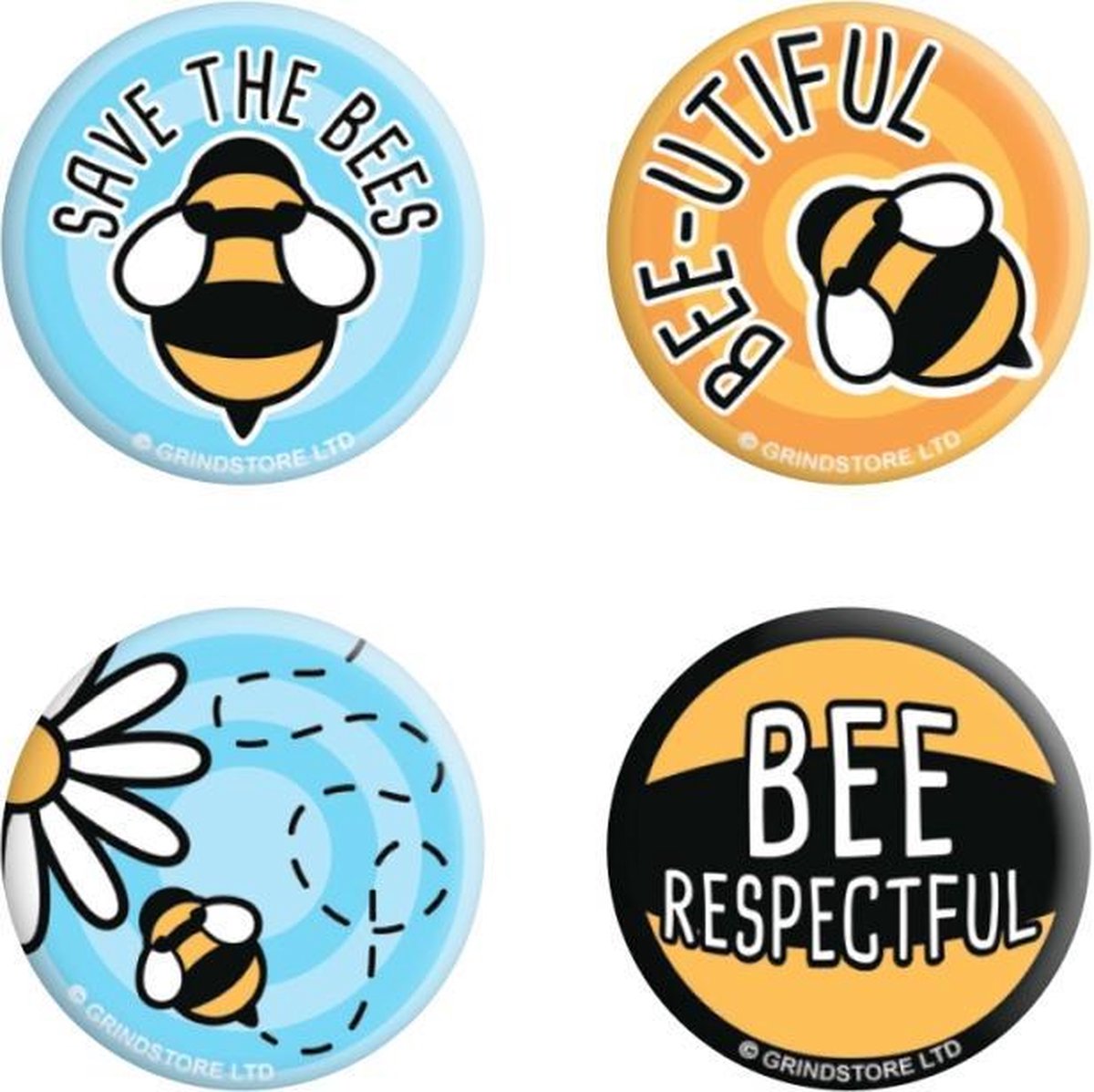 Grindstore Badge/button Save The Bees Badge Pack Multicolours