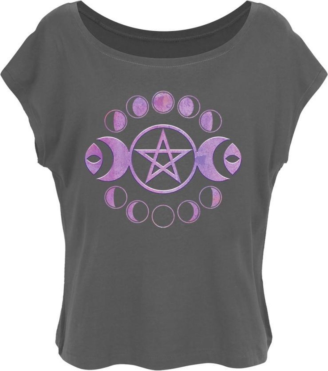 Grindstore Crop top -L- Lunar Pentagram Grijs