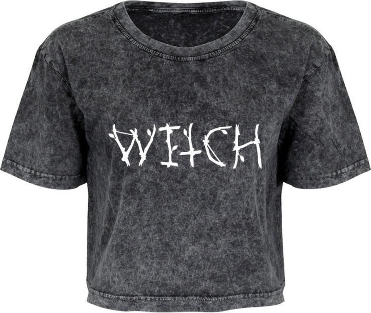 Grindstore Crop top -M- Witch Grijs