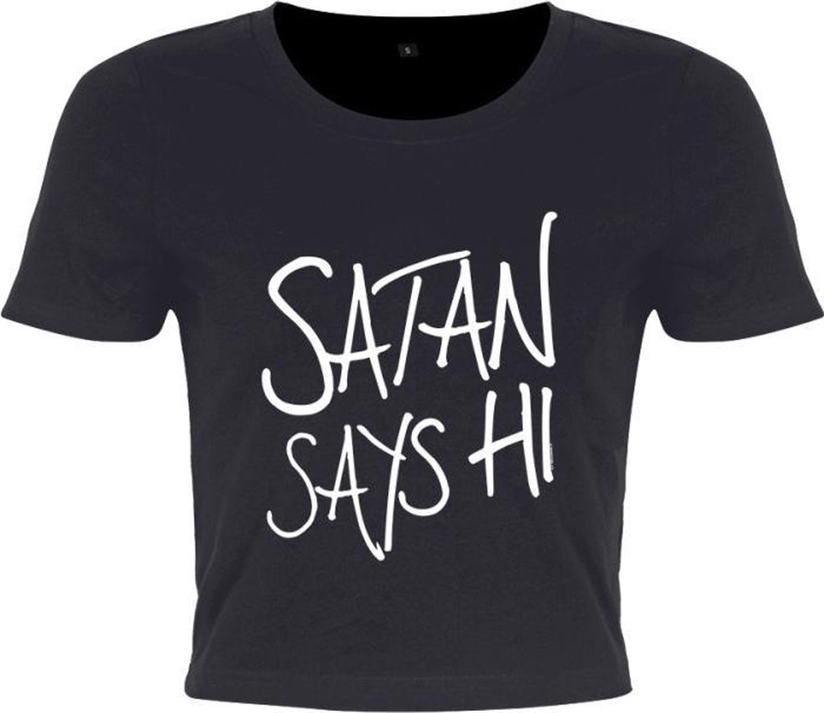 Grindstore Crop top -S- Satan Says Hi Zwart