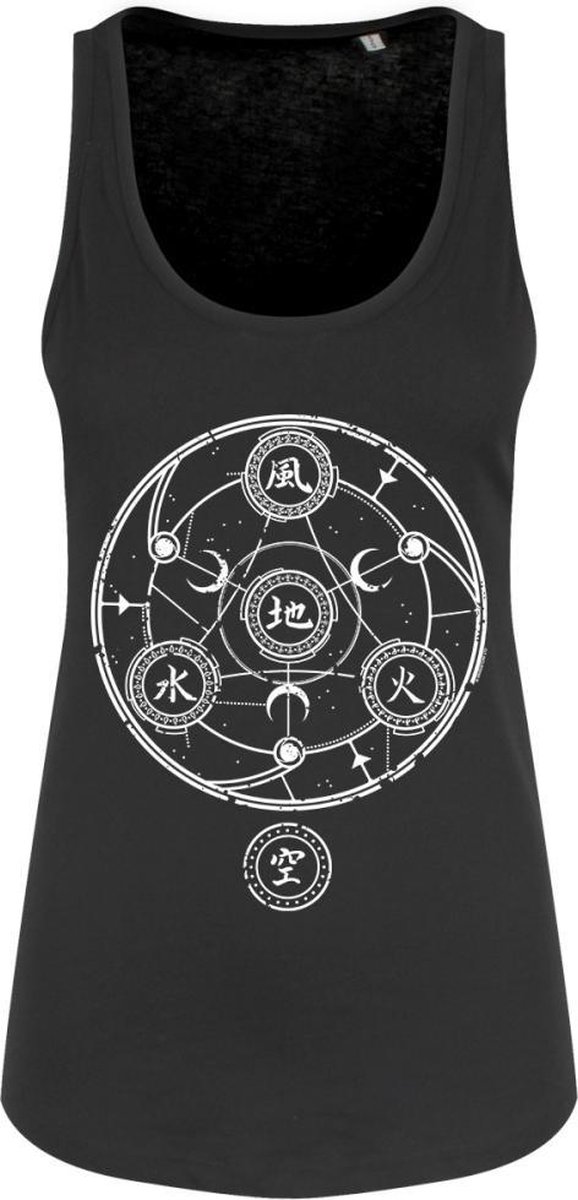 Grindstore Tanktop -L- Elysian Pentagram Ladies Black Floaty Tank Zwart