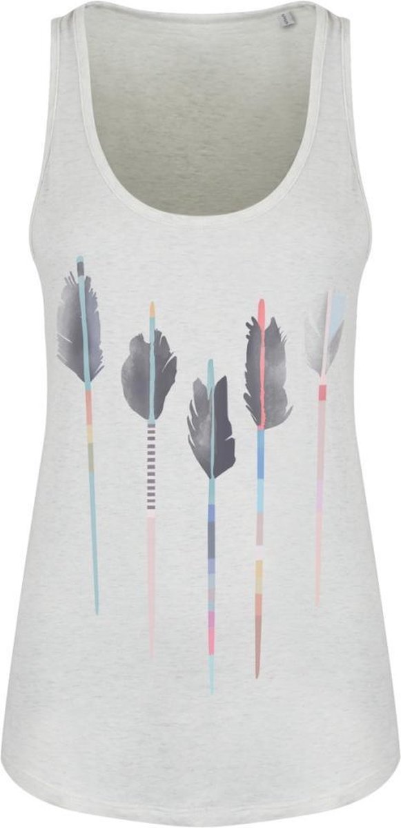 Grindstore Tanktop -L- Tribal Feathers Ladies Grey Floaty Tank Grijs