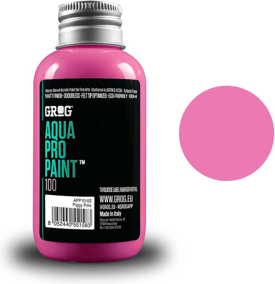 Grog Aqua Pro Paint - Acrylverf - op waterbasis - 100ml - Piggy Pink