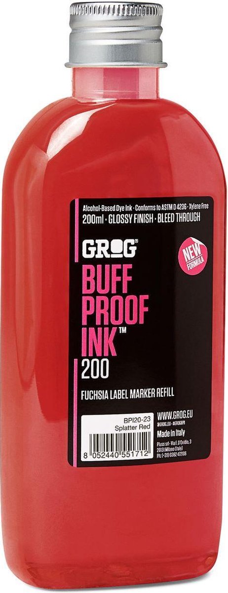 Grog Buff Proof 200ml Refill Ink - Splatter Red