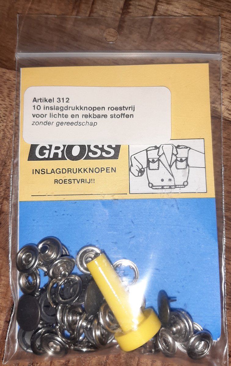   inslagdrukknopen rvs met inslagtool - art 312 - drukkers 10mm - 10x drukknoop - metaal - antraciet grijs drukknopen - incl. tool om in te slaan - 1 cm