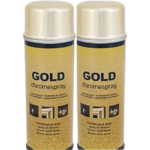 Gold Chromespray Spuitverf - Goudkleurige Chrome Spray - 200 ml per bus - Set van 2 bussen