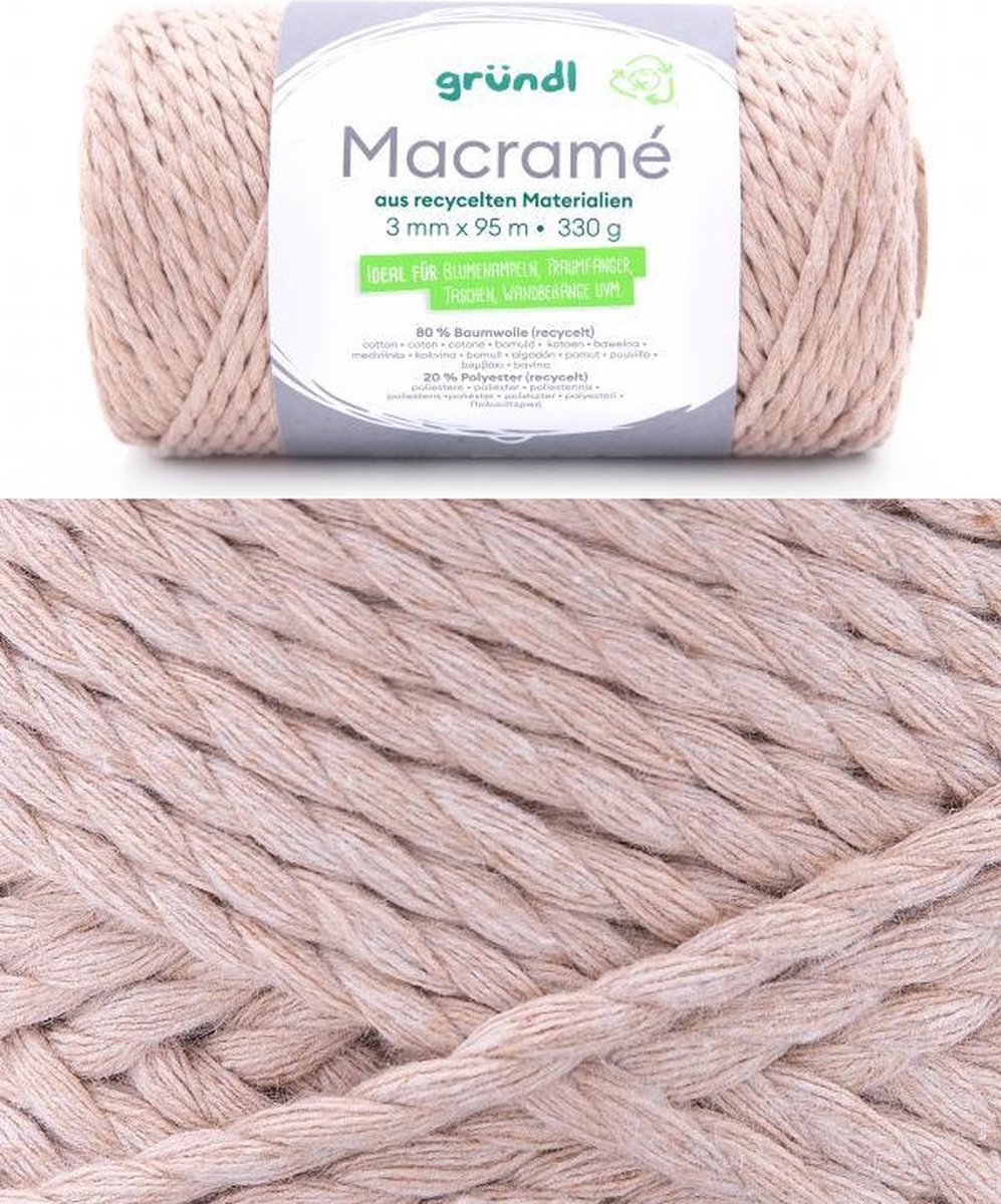 Macramé garen 330gram beige Grundl Wolle