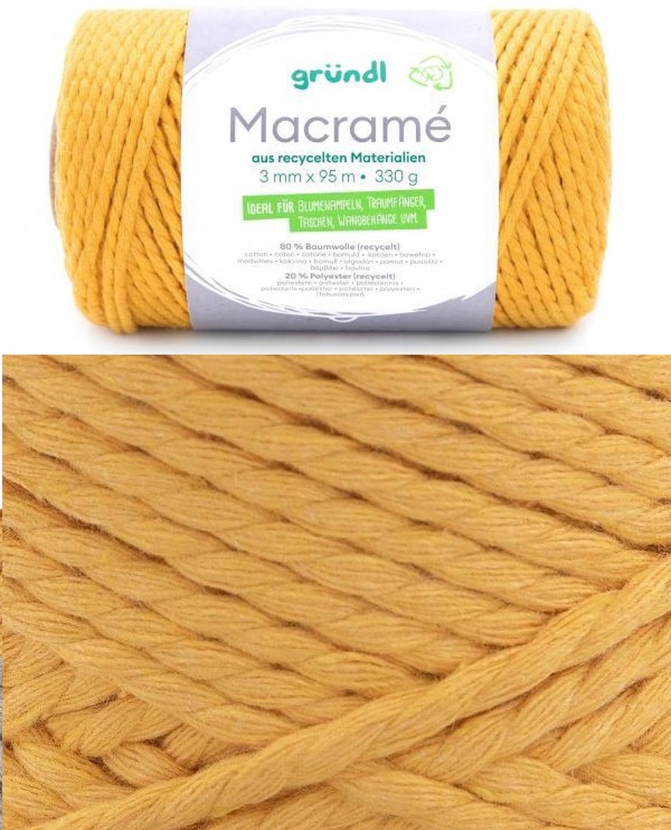 Macramé garen 330gram geel Grundl Wolle