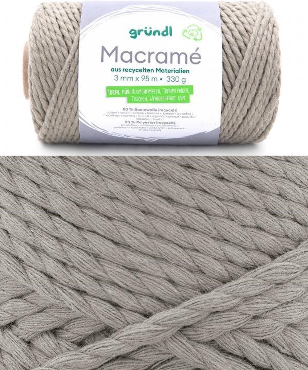 Macramé garen 330gram khaki Grundl Wolle