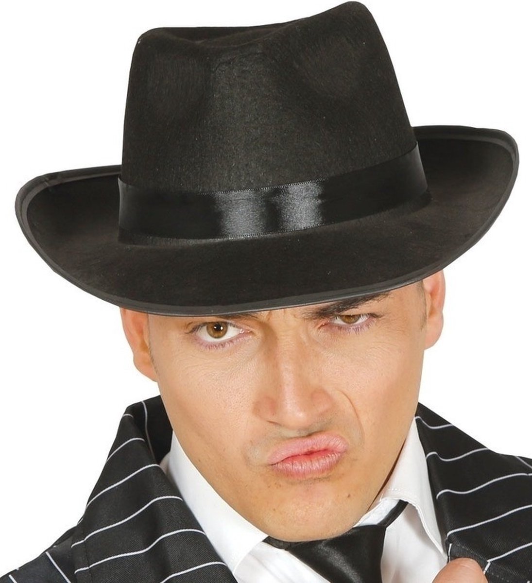 Zwarte trilby hoed/gleufhoed - Gangster/Maffia thema verkleedkleding voor volwassenen